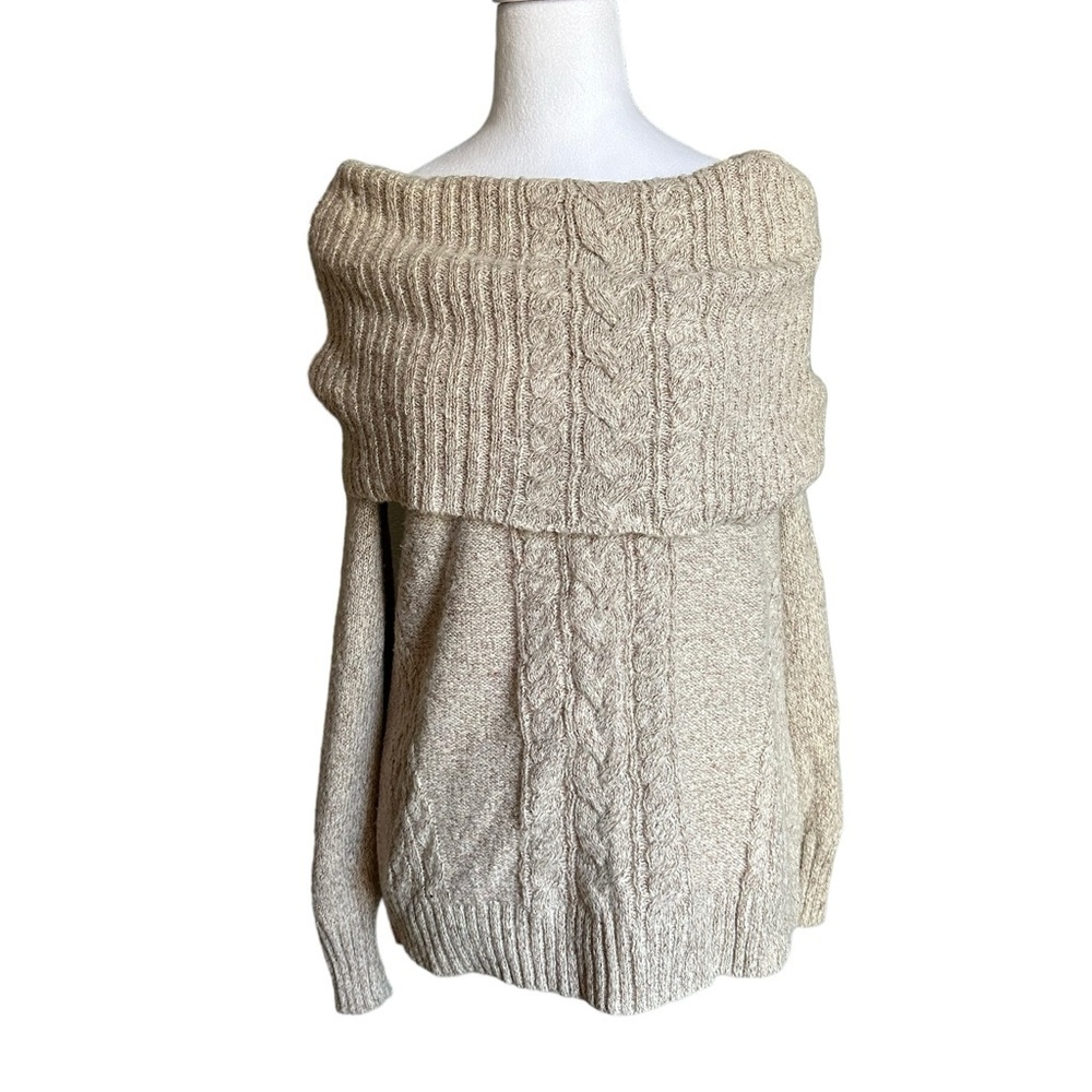 Chelsea28 Gold Beige Metallic Off Shoulder Sweater Size Small